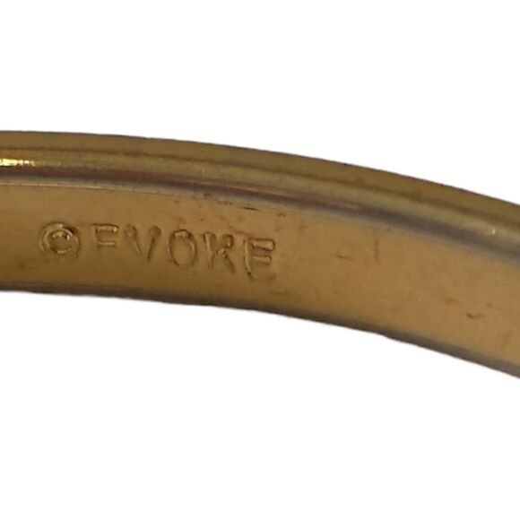 Vintage Gold Tone Bangle Bracelet EVOKE Brushed Stackable Bohemian Gypsy Hippie. - Picture 6 of 16